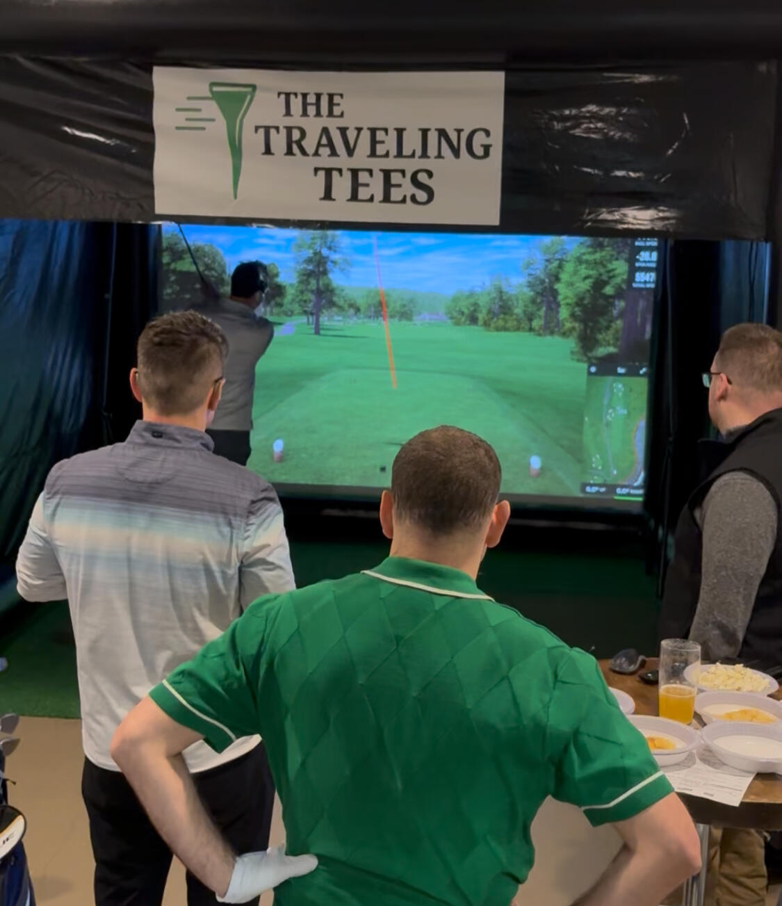 mobile golf simulator set up at corporate event in New York